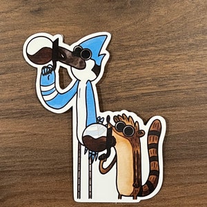 Coffee Time Mordecai and Rigby - Regular Show Digital Painting Glossy Vinyl Sticker