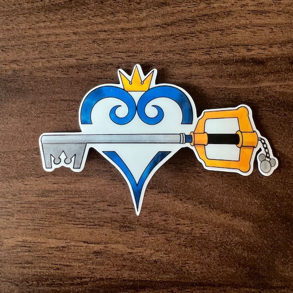 Kingdom Hearts - Logo and Keyblade Combo, Digitally Painted Glossy Vinyl Sticker