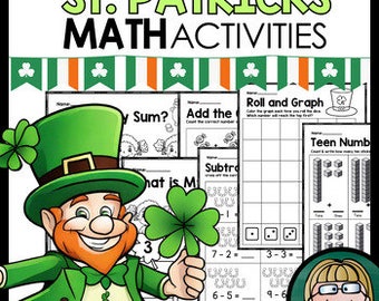 St. Patrick's Math Literacy Worksheets NO PREP Activities | March