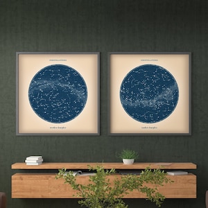 Constellations Maps Stars - Set / Northern and Southern hemisphere stars maps