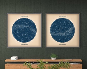 Constellations Maps Stars - Set / Northern and Southern hemisphere stars maps