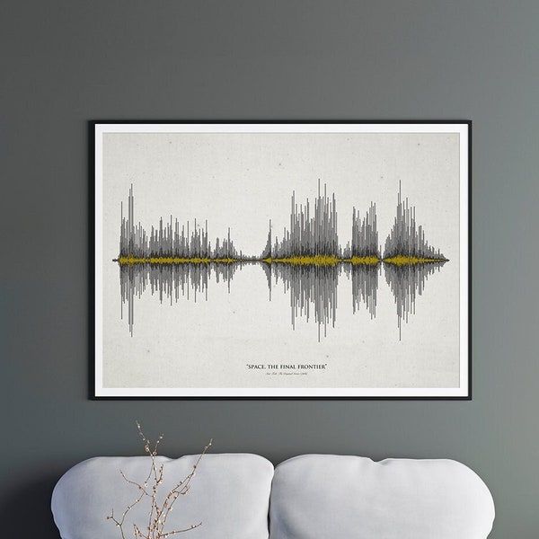 Art des ondes sonores | Espacer la dernière frontière Star Trek | Art mural musical | Clipart vectoriel | Impression d’ondes sonores