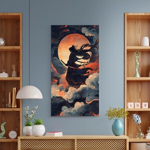 Samurai Art | Samurai Katana Wall Decor | Canvas Print | Rising Sun | Samurai Wall Art | Asian Art | Samurai Silhouette