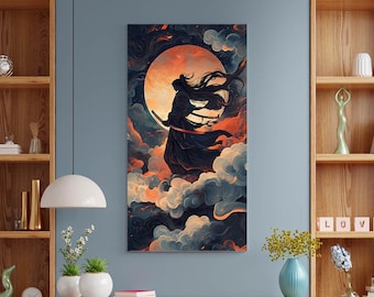 Samurai Art | Samurai Katana Wall Decor | Canvas Print | Rising Sun | Samurai Wall Art | Asian Art | Samurai Silhouette