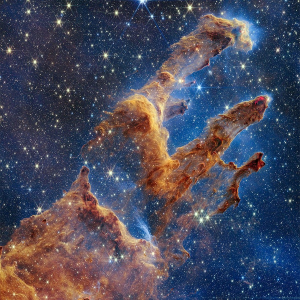 The Pillars of Creation, James Webb Telescope, Stars and Galaxy, NASA Poster, Astronomy Gift, NASA, NIRCam Image, Space Decor, Nebula,