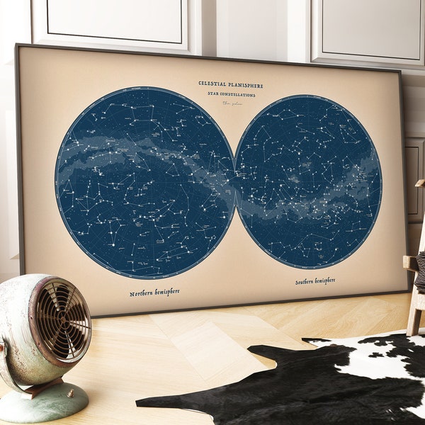 CELESTIAL PLANISPHERE | Constellations Chart Print | Celestial Decor | Astrology | Sky map