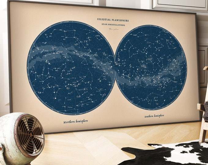 CELESTIAL PLANISPHERE | Constellations Chart Print | Celestial Decor | Astrology | Sky map