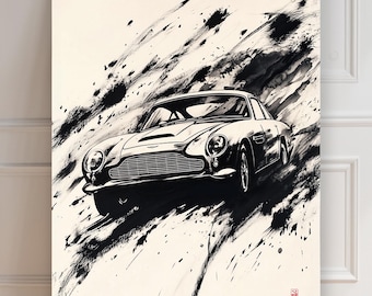 Aston Martin DB5 Car | For Car Lovers | Collectors Car Print | Art Print Classic Car | James Bond Car | Sean Connery | Wall Decoration