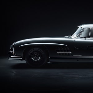 Cartel de Mercedes Benz 300 SL, Mercedes Gullwing 300 SL, fotografía de coches, cartel de arte de coches, arte de pared de coches clásicos. Decoración del hogar del automóvil.