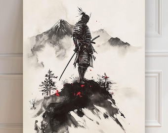 Samurai Poster | Japanese Warrior Samurai | Japanese Home Decor | Samurai Warrior | Watercolor Wall Art | Sumi-e | Asian Art