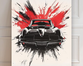 1966 Corvette Stingray Coupé | Corvette 1966 | Corvette Stingray Poster | Car Print | Car Poster | Minimalist Asian | Wall Decoration