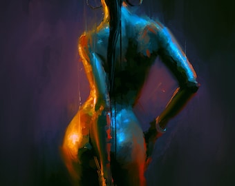 Back GIRL | Digital Paint, Naked Soul, Nude Picture Black, Brunette Woman, Body Painting, Nude Model, Figure Study, Butt Art,