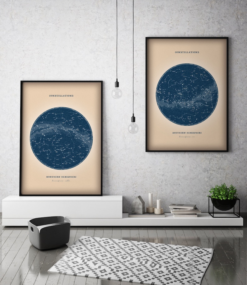 Constellations Maps Stars - Set / Northern and Southern Hemisphere ...