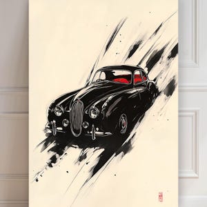 Jaguar mark 2 Print | Jaguar S-type Auto Poster | Sumi-e Druck | Kunstdruck | Auto Poster | Minimalistischer asiatischer | Wanddekoration