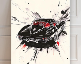 1966 Corvette C2 | Stingray | Corvette 1966 | Corvette Stingray Poster | Car Print | Car Poster | Minimalist Asian | Wall Decoration