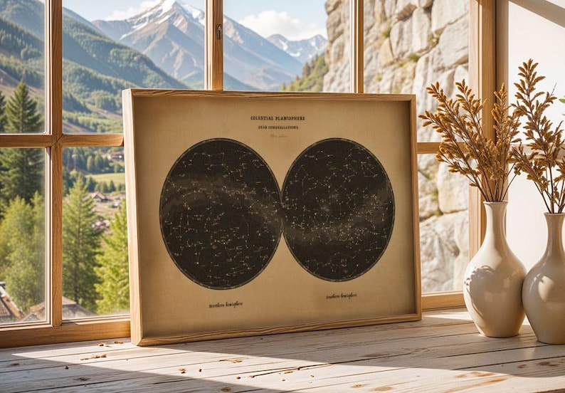 Planisphere Print CELESTIAL PLANISPHERE - Vintage Style - Etsy