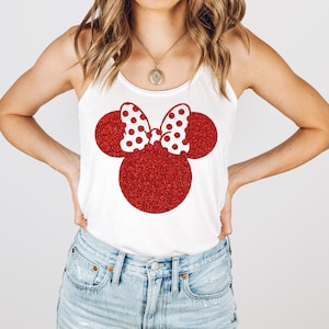 Minnie Glitter Luxury Inspired Magical Vacation Graphic Flowy Tank Tops