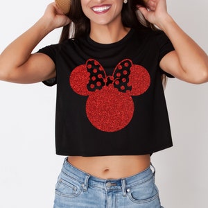 Minnie Ears Glitter Luxury Inspired Magical Vacation Graphic Crop Top
