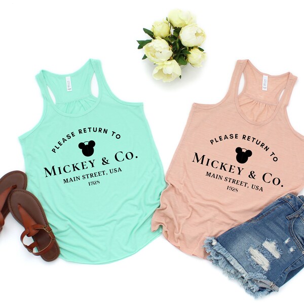 Please Return to Mickey & Co. Tiffany Inspired Mouse Magical Vacation Graphic Tank Tops