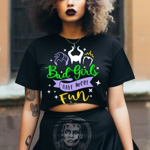 Bad Girls Have More Fun Villains Ursula Maleficent Evil Queen Halloween Magical Vacation Graphic Crop Top
