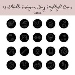 25 Editable Minimalist Highlight Covers for Instagram | Lifestyle Insta Highlight Covers | Black and White Instagram Story Highlight Covers