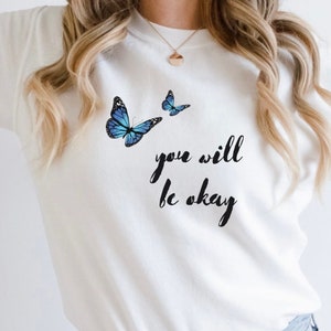 Psychische Gesundheit PNG, Schmetterling PNG, Trendy PNG, Inspirierendes Png, Schmetterling Clipart, Psychische Gesundheit Clipart, Sie werden Okay, Blauer Schmetterling