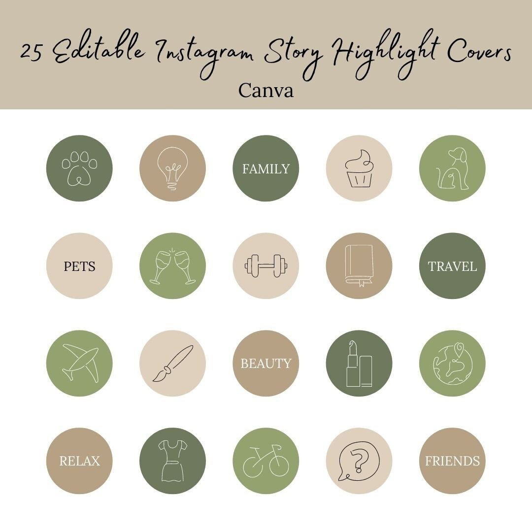 Editable Earth Tones Lifestyle Instagram Highlight Covers | Boho ...