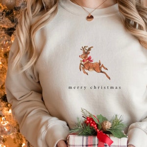 Merry Christmas PNG, Reindeer PNG, Retro Christmas PNG, Christmas Clipart, Christmas Png, Holiday Png, Holiday Clipart, Reindeer Clipart