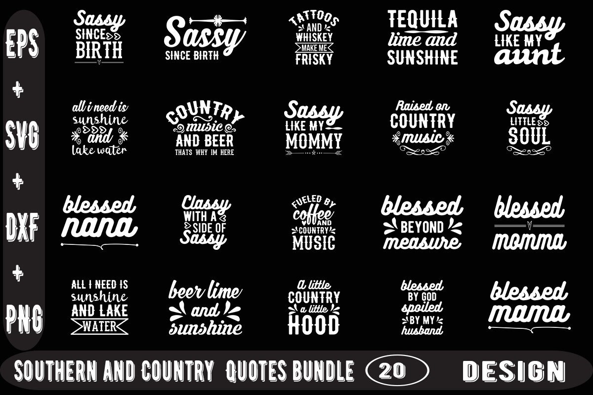Southern and Country Quotes Bundle 20 Quotes Etsy