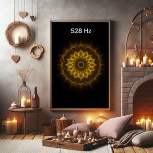 528 Hz Cymatics Art Print | Solfeggio Frequency Mandala Poster | Sacred Geometry Digital Download | Spiritual Meditation Wall Decor