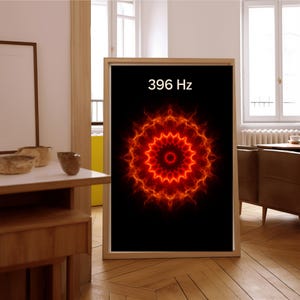 396 Hz Cymatics Art Print | Solfeggio Frequency Mandala Poster | Sacred Geometry Digital Download | Spiritual Meditation Wall Decor