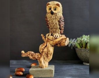 Handmade owl sculpture for home decoration object, Unique desk decoration owl ornament for preppy room