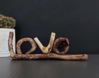 Aesthetic free standing wooden love letters for home decoration, Unique handmade lovers gift desk decoration