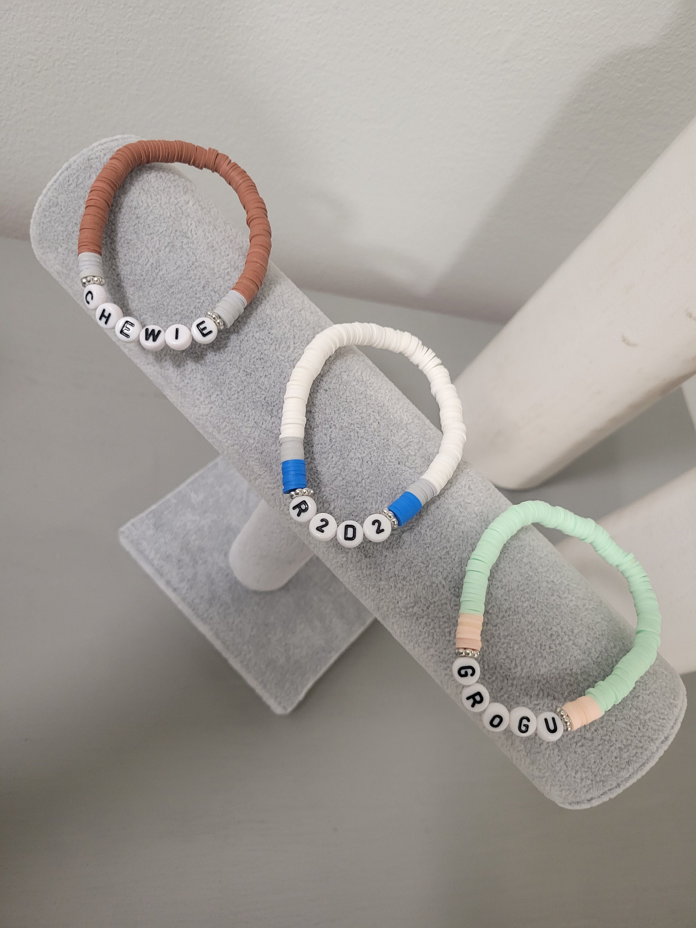Stitch & Angel Pendant Bracelets Disney Inspired Clay Beads Silver