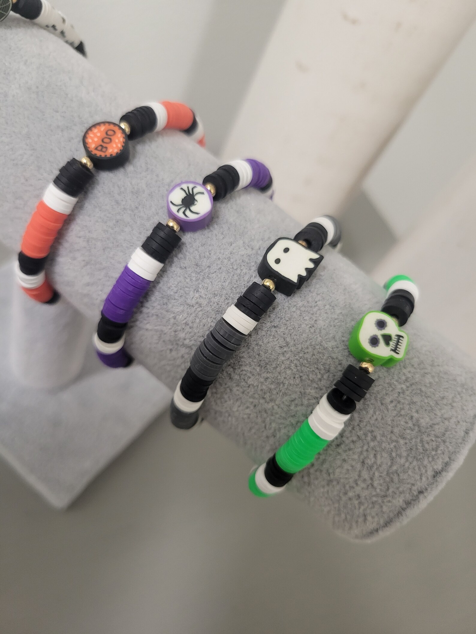 Halloween Bracelets Clay Beads Gold Beads Glow in the Etsy