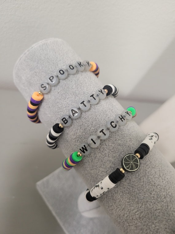 Halloween Clay Bead Stretch Bracelet Charms Personalized