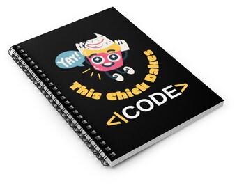 This Chick Bakes Code Spiral Funny Geek Notebook - Ruled Line