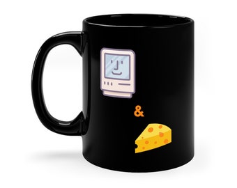 Vintage Mac & Cheese 11oz Black Funny Geek Mug