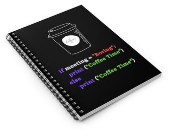 Python Code Developer Coffee Time Spiral Funny Geek Notebook - Ruled Line