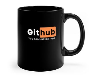 Gloss Black GitHub 11Oz Mug - Perfect Gift for IT Professionals, Developers, Geeks Programmers, Engineers, Hackers and Tech Enthusiasts