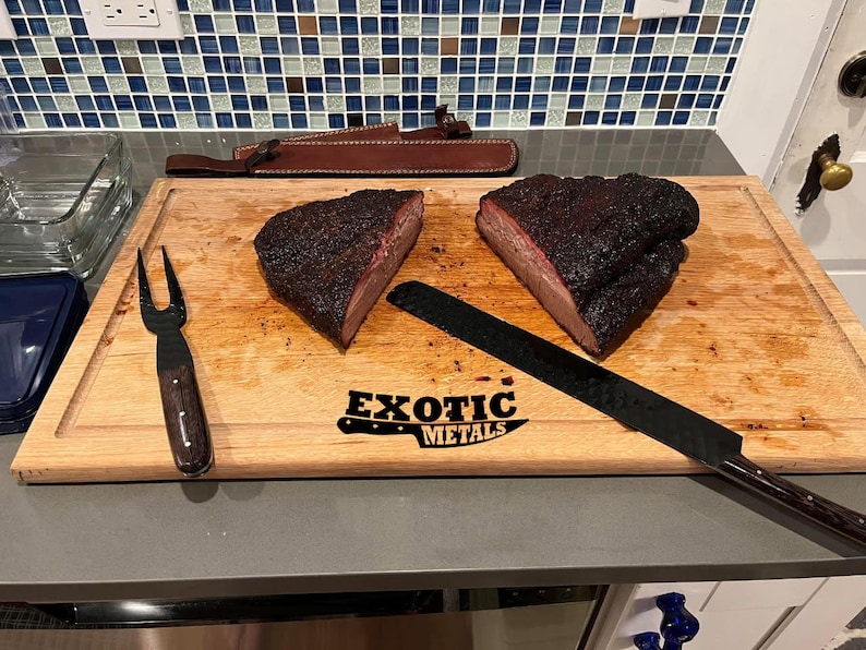 Custom Handmade Brisket Knife Set D2 Brisket Knife & Fork BBQ Set Gift for Her Christmas Gift Etsy