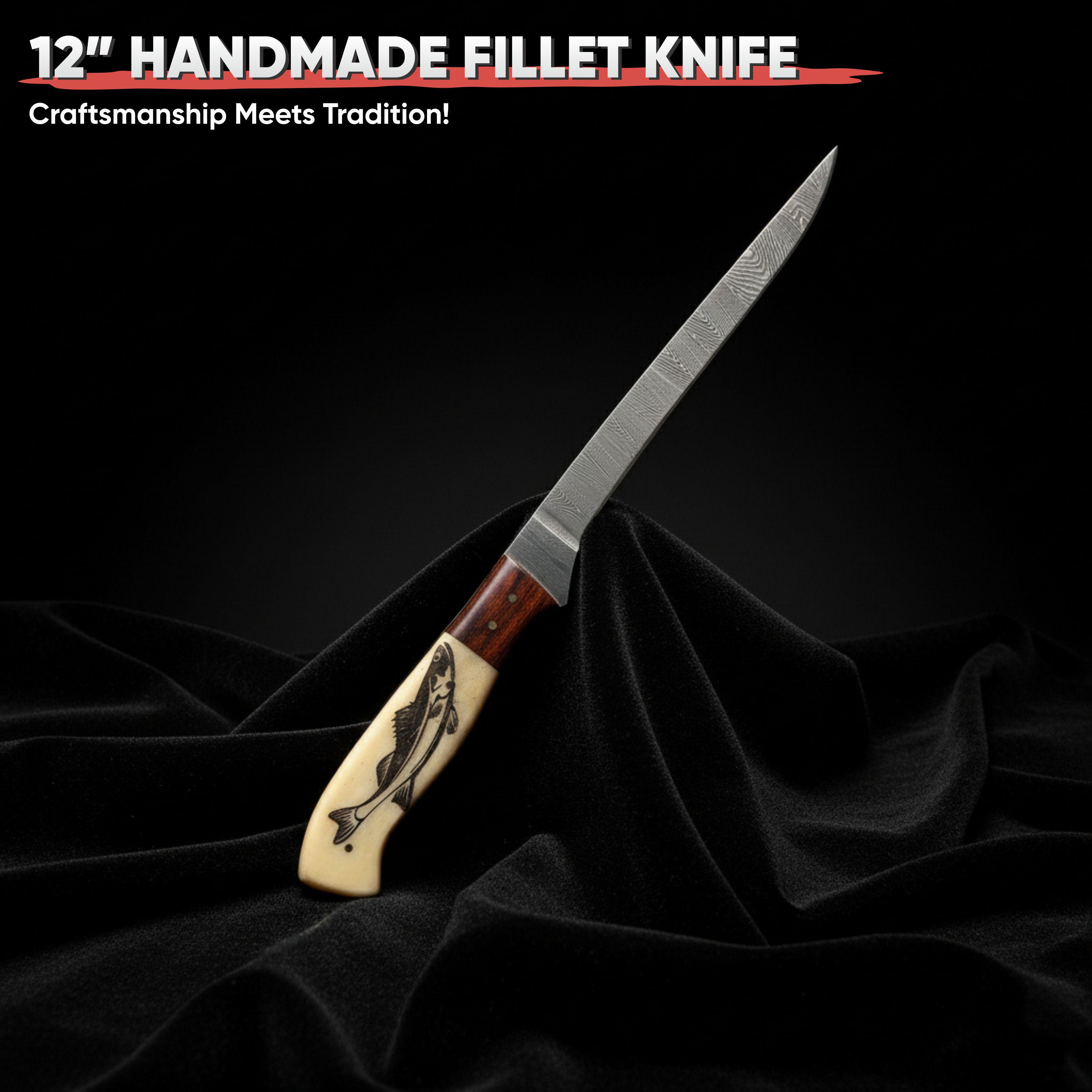Camel Filet Handmade Damascus Steel Fillet Knife | Personalized Fishing Knife Gift ...