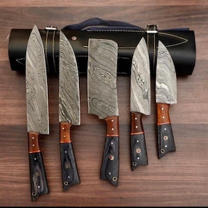 Handgeschmiedetes Damaststahl Koch Set Küchenmesser Weihnachtsgeschenk Geschenk für Sie Geschenk für Ihn