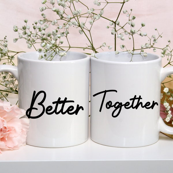 Duo Mugs personnalisés Better Together, tasse en céramique, idée cadeau couple pour Saint-Valentin LIVRAISON MONDIAL RELAY (Point Relais)