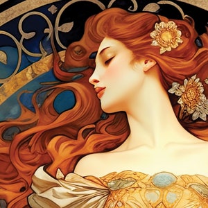 Spirit of Night Beautiful Woman Stars, Vintage 19th Century Art Decor, Digital Download Art Nouveau Celestial Dark Printable Painting Poster image 5