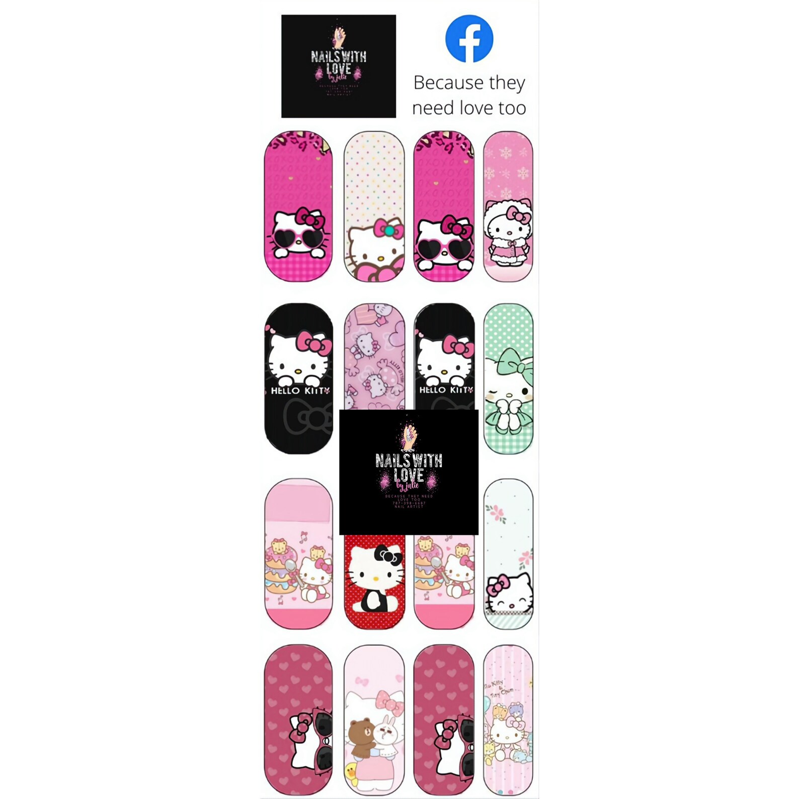 Hello Kitty Nail Decals Waterslide Decals Nail Art Nail Etsy