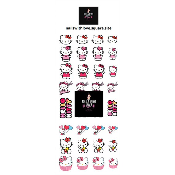 Hello Kitty Nail Decals Waterslide Decals Nail Art Nail Etsy