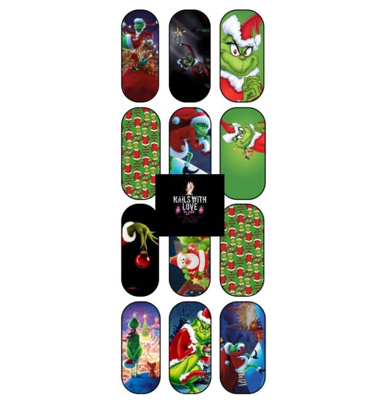 The Grinch Nail Decals Waterslide Decals Nail Art Nail Etsy