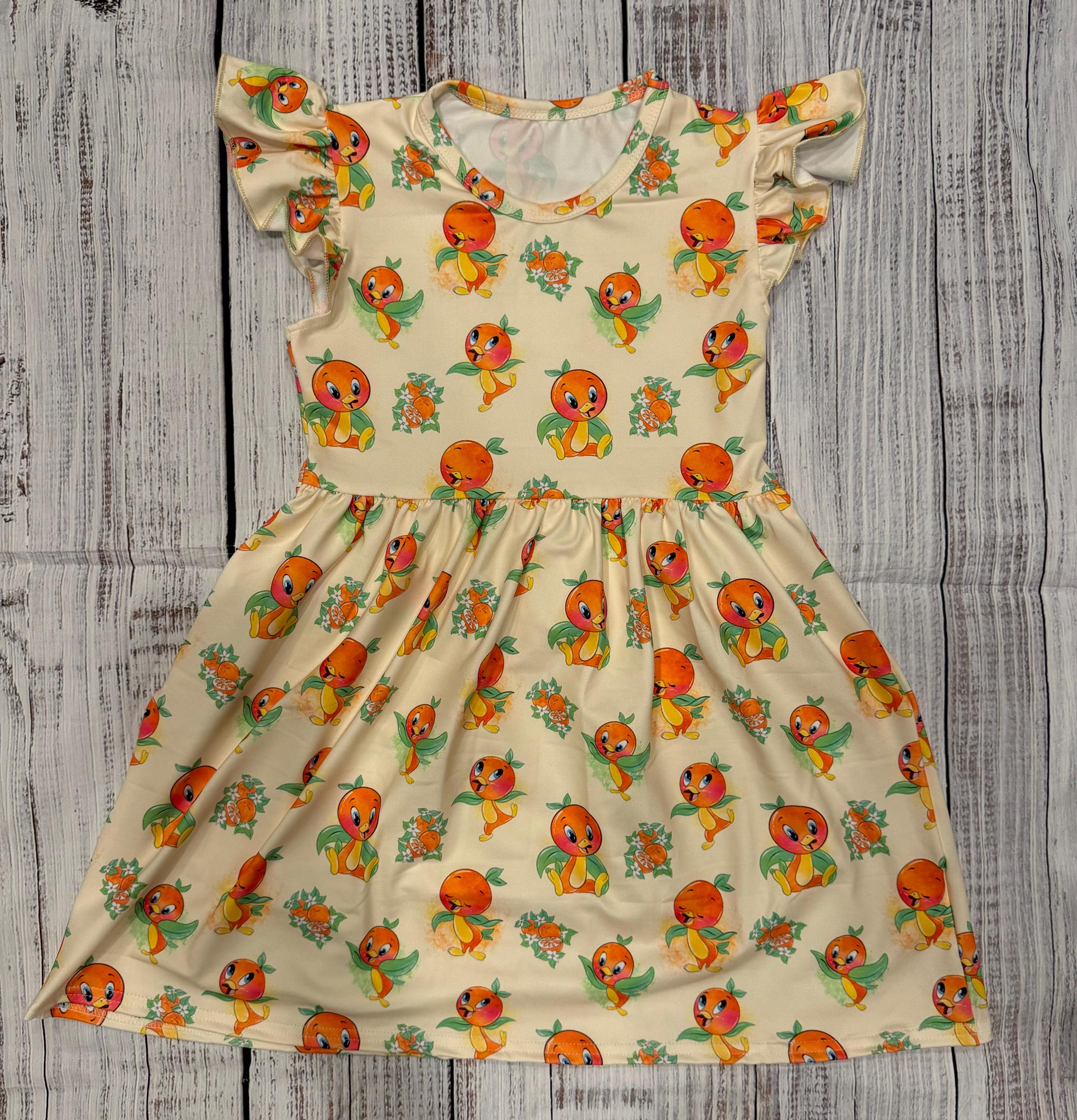 orange bird dress disney Disney Parks Orange Bird Green Belted Dress Size Large NWT!