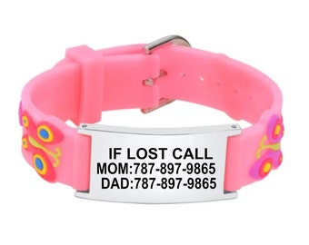 kid emergency contact bracelet/Child medical alert bracelet/Kids allergy bracelet/Pediatric medical ID bracelet/Custom kids medical bracelet